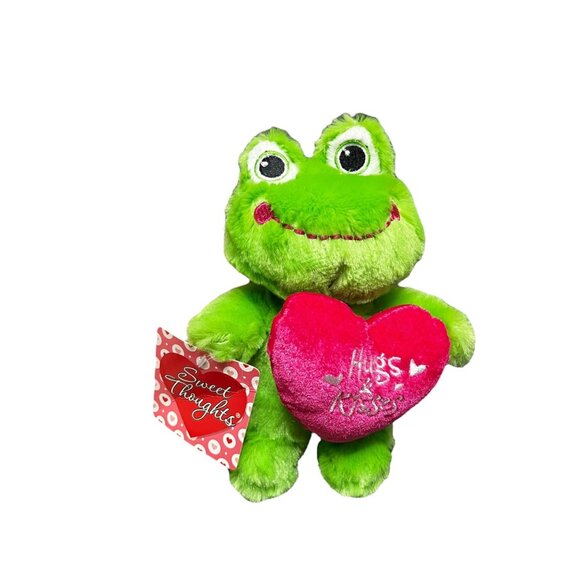Dan Dee Collector's‎ Choice Plush Stuffed Toy Green Frog Red Heart Valentine - Picture 1 of 6